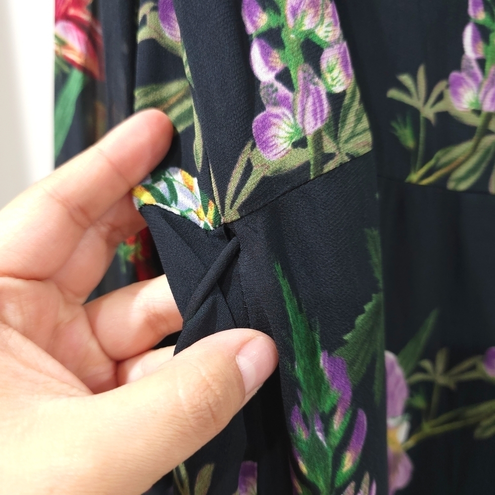 ZARA Black With Colorful Florals True Wrap Dress, Lightweight, Size Medium - Picture 9 of 16